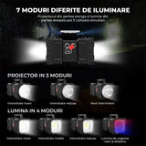 Lanterna Multifunctionala Elindor® Reincarcabila, 10.000mAh, Power Bank, 10.00LM, 7 Moduri, IPX44, 2 Capete, Negru