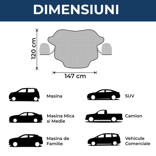 Parasolar Auto Elindor® pentru Parbriz, Magnetic cu 3 Magneti, Material cu 4 Straturi, Universal, Folie pentru Protectie Soare, Anti-inghet, Pliabil, Usor de Depozitat, Accesorii Masina Exterior, 147 x 120 cm, Argintiu