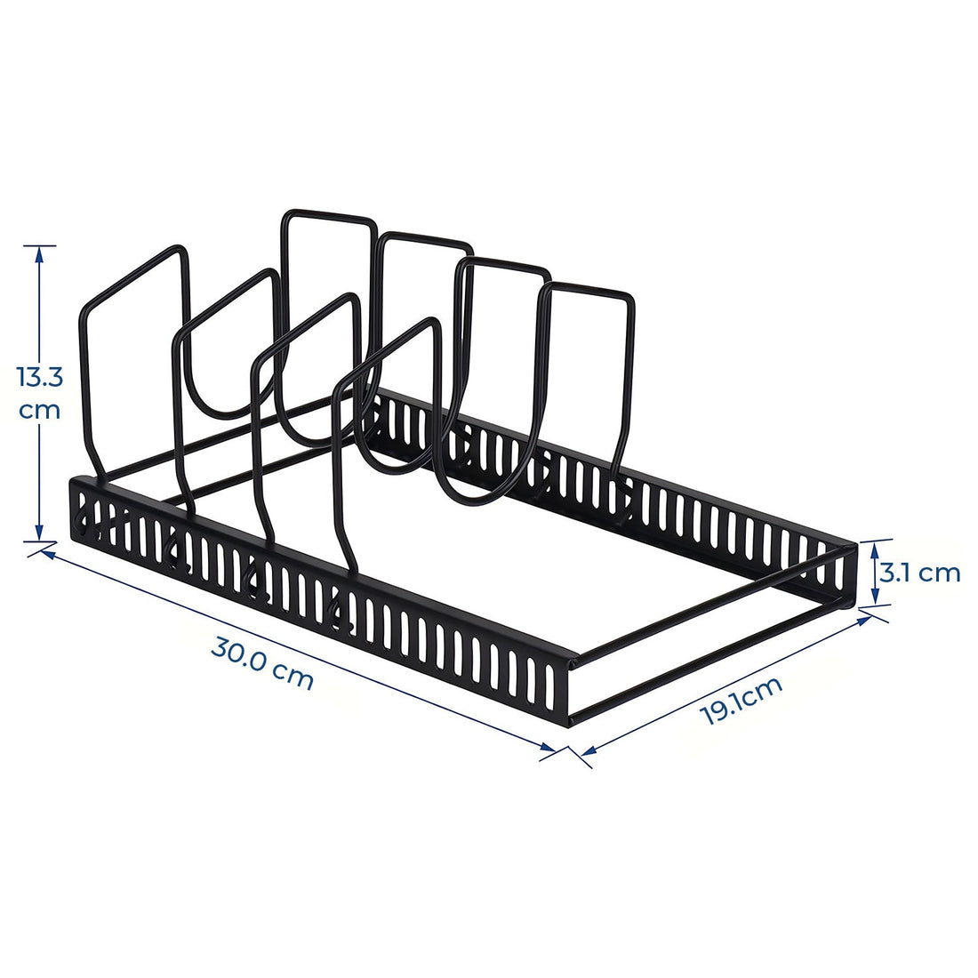 Suport Vase Reglabil Elindor® din Metal, Scurgator Vase si Organizator pentru Farfurii, Capace Oale, Tigai si Tavi, Uscator Vase Compact pentru Dulap, Chiuveta sau Blat, Suport de Vase pentru Bucatarie, Fier Negru, 30x19x13 cm