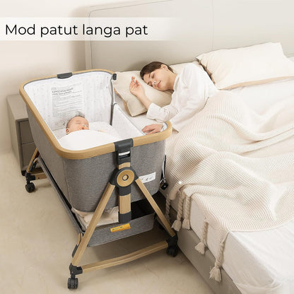 Pătuț Pliabil pentru Bebeluși Elindor®, 3 în 1, Leagăn, 6 Trepte de Înălțime Reglabile