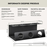 Scurgator de Sticle Elindor® cu 3 Orificii, Suport Scurgere Capace, Otel Inoxidabil, Ideal pentru Chiuveta in Bucatarie, Bar, cu Scurgere Automata si Ventilatie Completa, Multifunctional, 11.3 x 13.3 x 30 cm, Negru