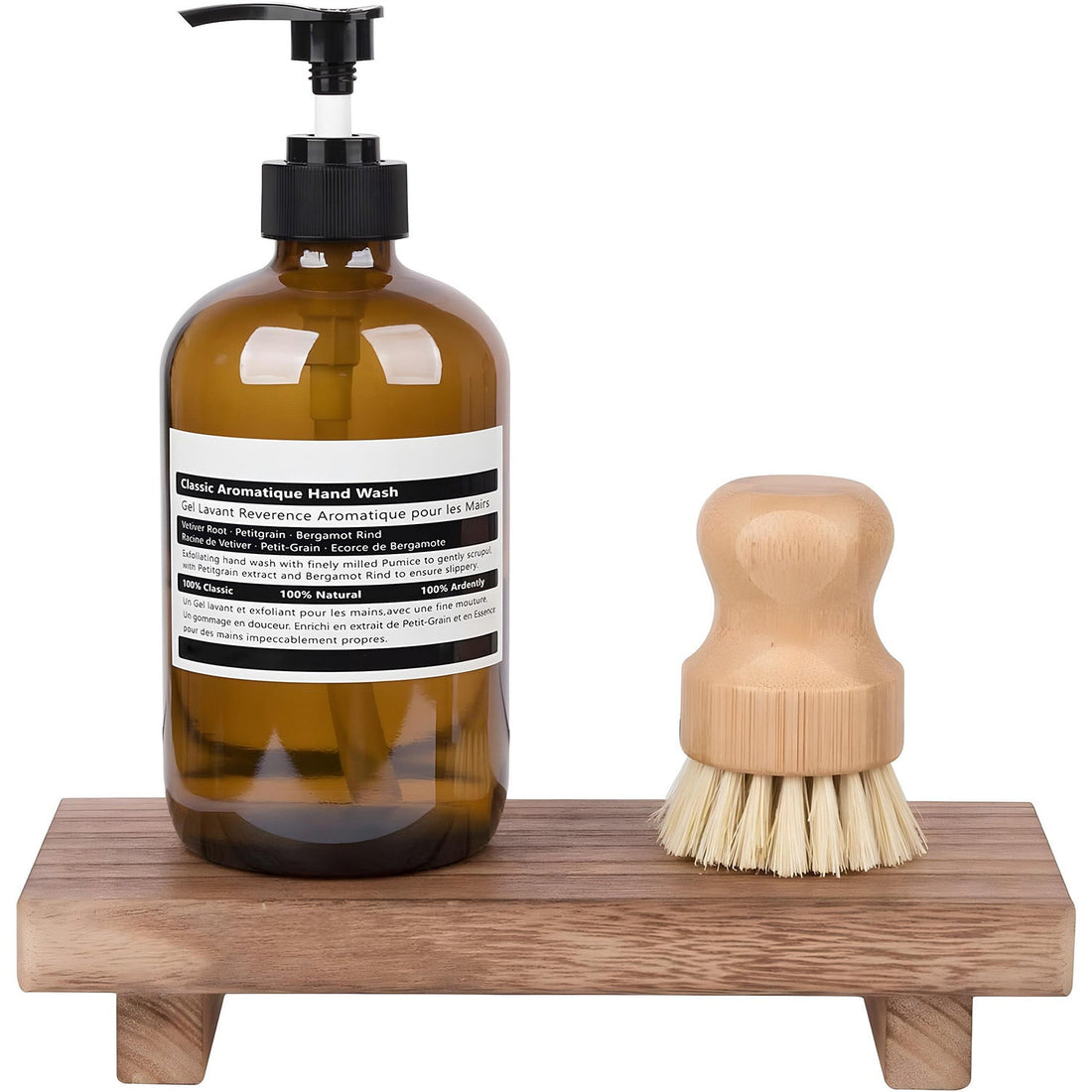 Etajera Decorativa Baie Tip Polita Elindor®, Suport Lemn pentru Sapun, Accesorii si Organizare Blat, Raft Rustic pentru Decoratiuni si Depozitare, Maro