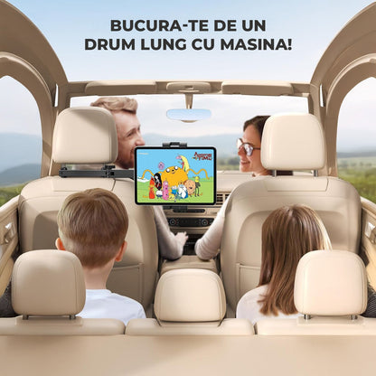 Suport Auto Tetiera Elindor® pentru Tablete si Telefoane, Pliabil, Extensibil, Rotire 360°, Compatibil 4,7-12,9", Negru