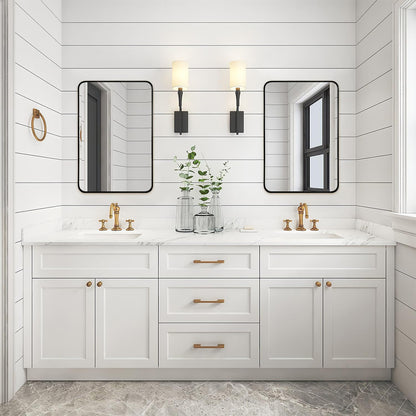 Oglinda Dreptunghiulara Elindor®, Margini Rotunjite, Reflexie HD, Sticla Premium, 75x55 cm, Negru