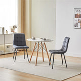 Set 2 Scaune Elindor® Ergonomice, Design Contemporan, Scaun cu Spatar Inaltime 41 cm, fara Manere, din Catifea cu Picioare Metalice Negre, Potrivite pentru Living, Bucatarie, Birou, Dormitor, 54 x 45 x 83 cm, Gri