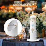 Suport Metalic pentru Lumanare Elindor®, Stil Minimalist, Ideal pentru Evenimente si Ambient, Material Durabil, Set de Spatiu pentru Decor, Suport Lumanare Elegant de Masa pentru Botez, Cununie, Aranjamente, Alb