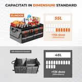 Organizator Negru Portbagaj Auto Elindor®, Cutie Pliabila, Geanta Depozitare, Compartimentare Practica, Accesorii Interior Masina, Plasa Elastica, Suport Bagaje, Organizare Rapida