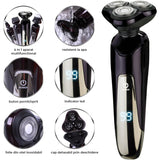 Aparat de Ras Electric Elindor® 4 In 1 pentru Barbati, cu Capete Rotative, Trimmer Nas, Perie Curatare Fata, Ecran LED, Autonomie 2h, Negru