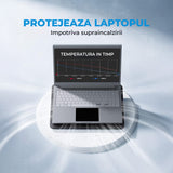 Cooler Laptop Elindor® 15.6-17 Inch, cu 3 Ventilatoare Blue LED, Silentios, USB Alimentare, Suport Reglabil, Design Slim, Negru