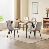 Set 2 Scaune Elindor® Ergonomice, Design Contemporan, Scaun cu Spatar Inaltime 41 cm, fara Manere, din Catifea cu Picioare Metalice Negre, Potrivite pentru Living, Bucatarie, Birou, Dormitor, 54 x 45 x 83 cm, Gri Deschis