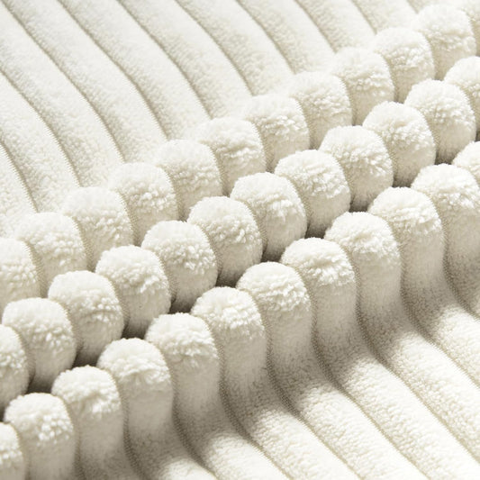 Set 2 Fete de Perna Elindor®, 40 × 40 cm, Model Decorativ cu Dungi Fine, Catifea Reiata din Poliester Moale, Stil Modern, Inchidere cu Fermoar Ascuns, Potrivite pentru Canapea, Fotoliu si Pat, Crem