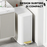 Coș Gunoi Elindor®, Subțire, Metalic, Compact, 7 Litri, Alb