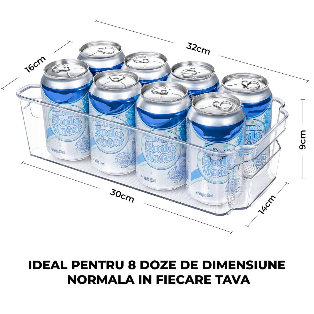 Set 8 Organizatoare Frigider Elindor®, ABS Rezistent, Depozitare Alimente, BPA Free, Manere Practice, Transparent