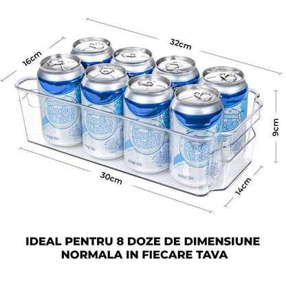 Set 8 Organizatoare Frigider Elindor®, ABS Rezistent, Depozitare Alimente, BPA Free, Manere Practice, Transparent
