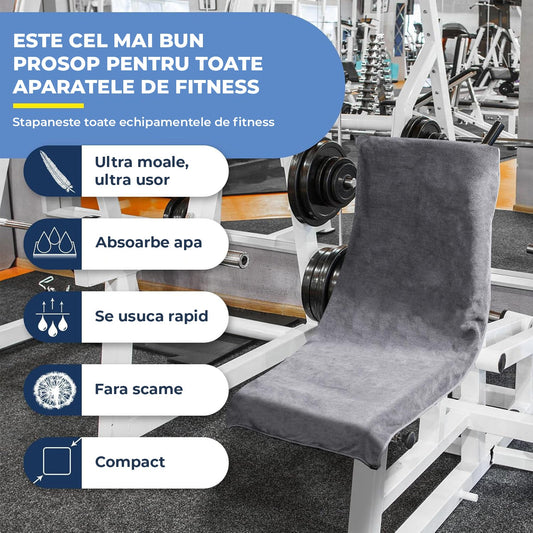 Prosop din Microfibra Elindor® cu Buzunar si Fermoar, Efect Racorire Instant, Uscare Rapida, Super Absorbant, Ideal pentru Sport, Fitness, Yoga, Plaja, Outdoor, 120 x 50 cm, Gri