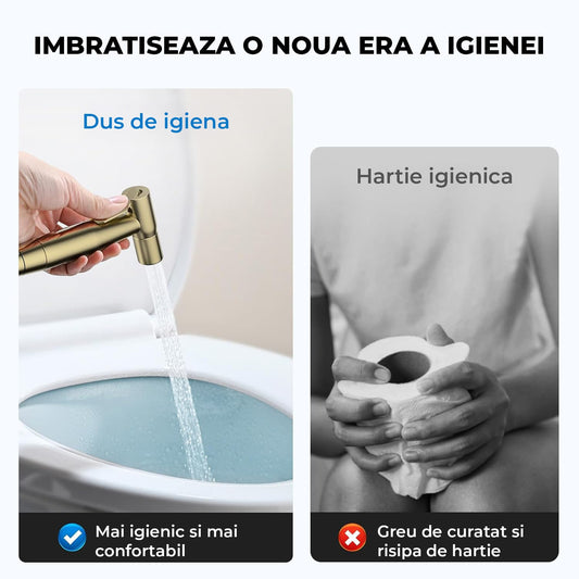 Set de Duș Igienic Elindor®, pentru Toaletă, Jet Reglabil, Auriu