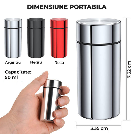 Set 3 Recipiente din Aluminiu Elindor®, 50 ml, Etanșe si Impermeabile, Organizarea Condimentelor, Ierburilor Uscate, Boabelor, Semintelor si Ceaiurilor, Negru/Rosu/Gri
