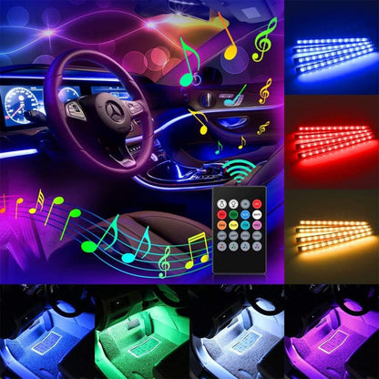 Lumini Interioare Auto Elindor®, 4 Benzi LED, Control Wireless, 8 Culori RGB