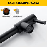 Baterie Bucatarie Elindor®,Pipa Extensibila, Design Modern, Negru Mat