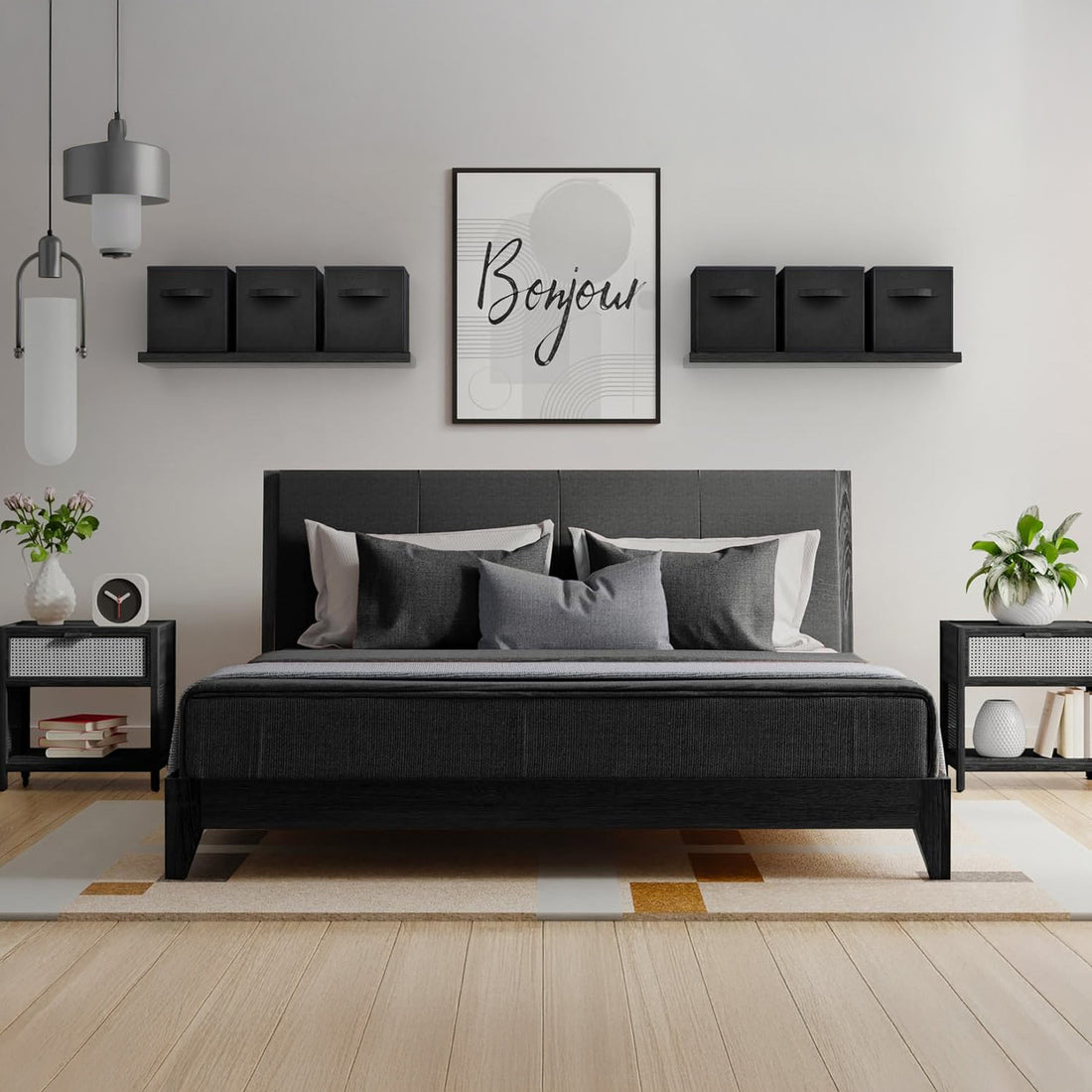 Set 6 Cutii Depozitare Elindor® Pliabile, Tip Sertar, Organizator pentru Dormitor Studentesc, Organizatoare pentru Dulap, Cutie Organizare, Cos Multifunctional, Separator Haine, Paturi, Jucarii, Pentru Dormitor, Living, 26.5 x 26.5 x 28 cm, Negru