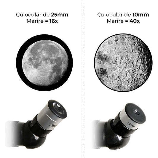 Telescop Astronomic Elindor® pentru Copii si Incepatori, Trepied Aluminiu Reglabil, Oculare Interschimbabile, Lentila Barlow 3x, Marire 16x si 40x, Suport Telefon, Observatii Lunare si Planetare, Ideal pentru Educatie si Astronomie Acasa, Alb