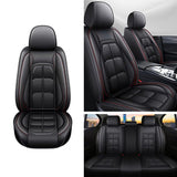 Set 5 Huse Negre Scaune de Masina Elindor®, Huse Auto Piele, Impermeabile, Universale, Protectie Scaun Fata si Spate, Montaj Rapid, Accesorii Masina Interior