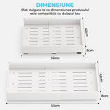 Organizator Multifunctional Elindor® Tip Sertar, cu Adeziv, Suport Metalic Dulap sub Blat Chiuveta, Inaltime Reglabila, 2x Sertar Glisant Organizare pentru Bucatarie, Baie, Camara, Bar, Raft cu Sertare Depozitare Detergenti, Parfumuri, 32-53x42x8 cm, Alb