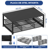 Suport Birou Elindor® pentru Monitor sau Laptop, Organizator Universal, Multifunctional, Antiderapant, Spatiu Lateral Pixuri, Sertar Glisant, pentru Masa, Ideala la Munca sau Acasa, 40 x 24 x 16 cm, Negru