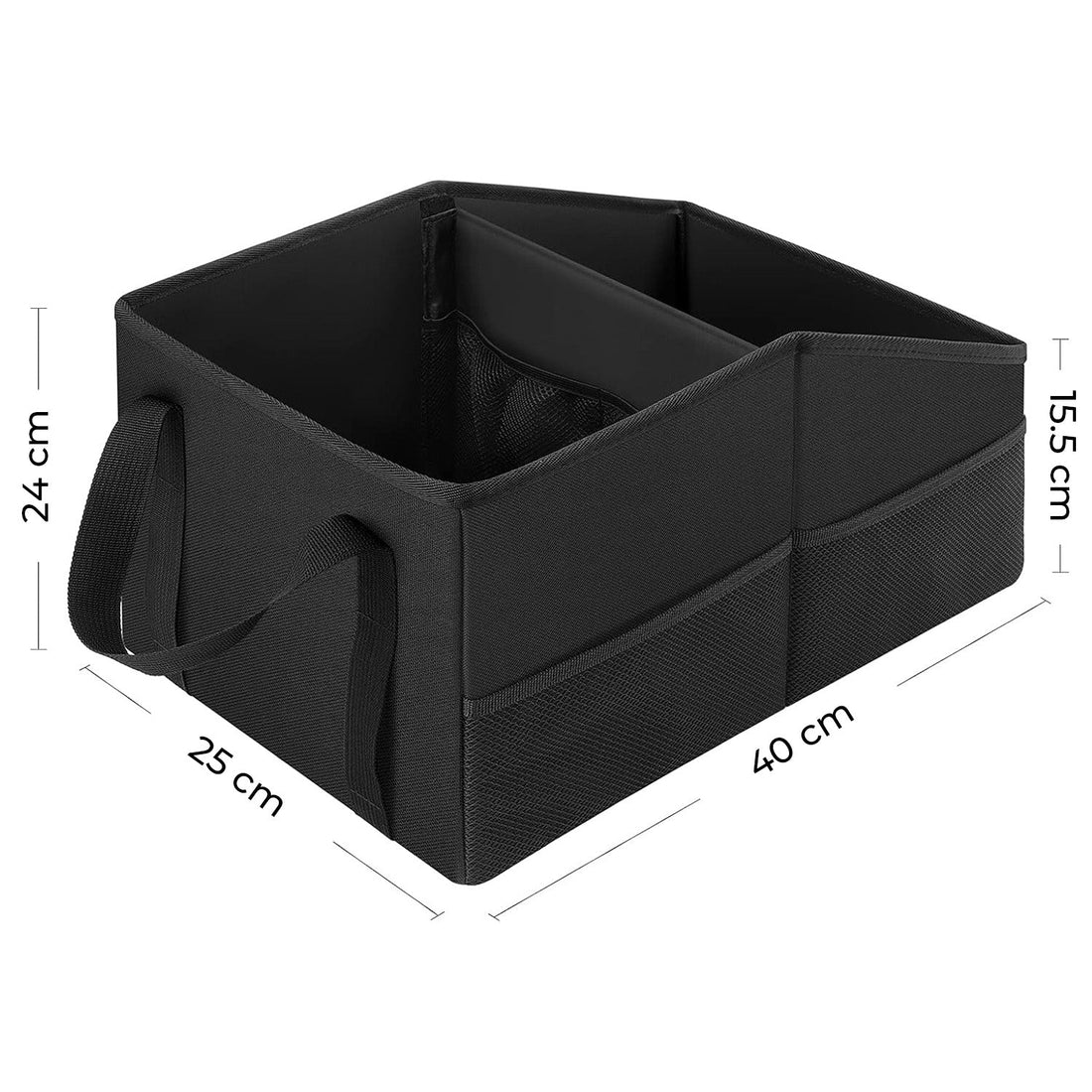 Organizator Portbagaj Auto Elindor®, Cutie Pliabila, Geanta Depozitare, Compartimentare Practica, Accesorii Interior Masina, Plasa Elastica, Suport Bagaje, Organizare Rapida, Negru