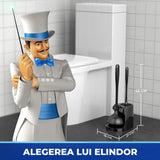 Set Perie WC si Pompa Silicon Elindor® de Toaleta sau Chiuveta, pentru Baie, Suport Discret, Maner Ergonomic, Perie 360°, Ventuza Puternica, fara Gaurire, Accesorii pentru Uz Casnic, Comercial, Rulote, 21 x 16 x 46 cm, Negru