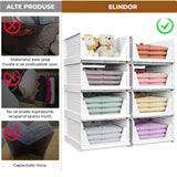 Set 5 Cutii Depozitare Elindor® Pliabile, Organizator pentru Dormitor Studentesc, Organizatoare pentru Dulap, Cutie Organizare, Cos Multifunctional, Separator Haine, Paturi, Jucarii, Potrivit pentru Bucatarie, Baie, Birou, 42.5x33.5x18.5 cm, Alb