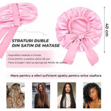Bonetă din Satin Elindor® cu Bandă Reglabilă pentru Noapte, Roz