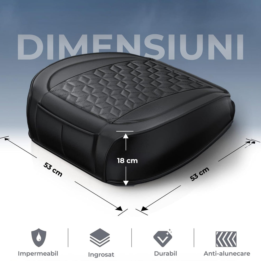 Husa Scaun Auto din Piele Ecologica Impermeabila Elindor®, Negru