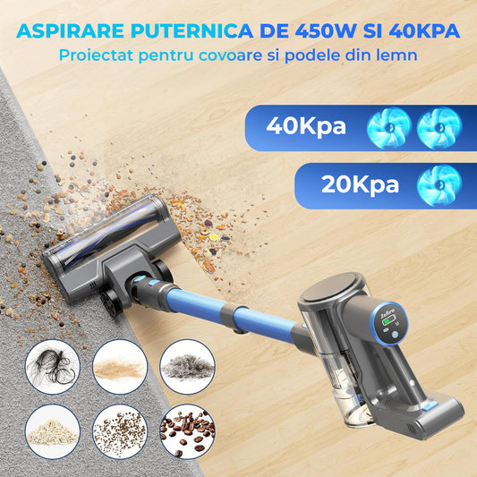 Aspirator 4 in 1 Elindor® pentru Aspirare Covoare, Robot pentru Reducerea Alergenilor, pentru Antiacarieni pentru Covoare, Masina, Saltea si Tapiterie, Ideal pentru Casa, Interior, 40KPa, 450W, Golire Rapida. 1.5L, Negru