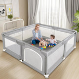 Tarc de Joaca pentru Bebelusi si Copii Elindor® cu Husa Groasa din Spuma, Spatiul Sigur de Joaca, Plasa de Protectie, Include Usa cu Fermoar, Materiale Eco-Friendly și Non-Toxice, Varsta 0-5 ani, 127 x 127 cm, Gri