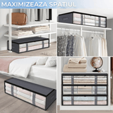 Set 2 Cutii Pliabile de Depozitare Elindor®, Organizatoare pentru Haine si Paturi, Potrivit pentru depozitare Sub Pat, Ideal pentru Dormitor, Dulap, Dormitor Studentesc, Plapumi, Gri