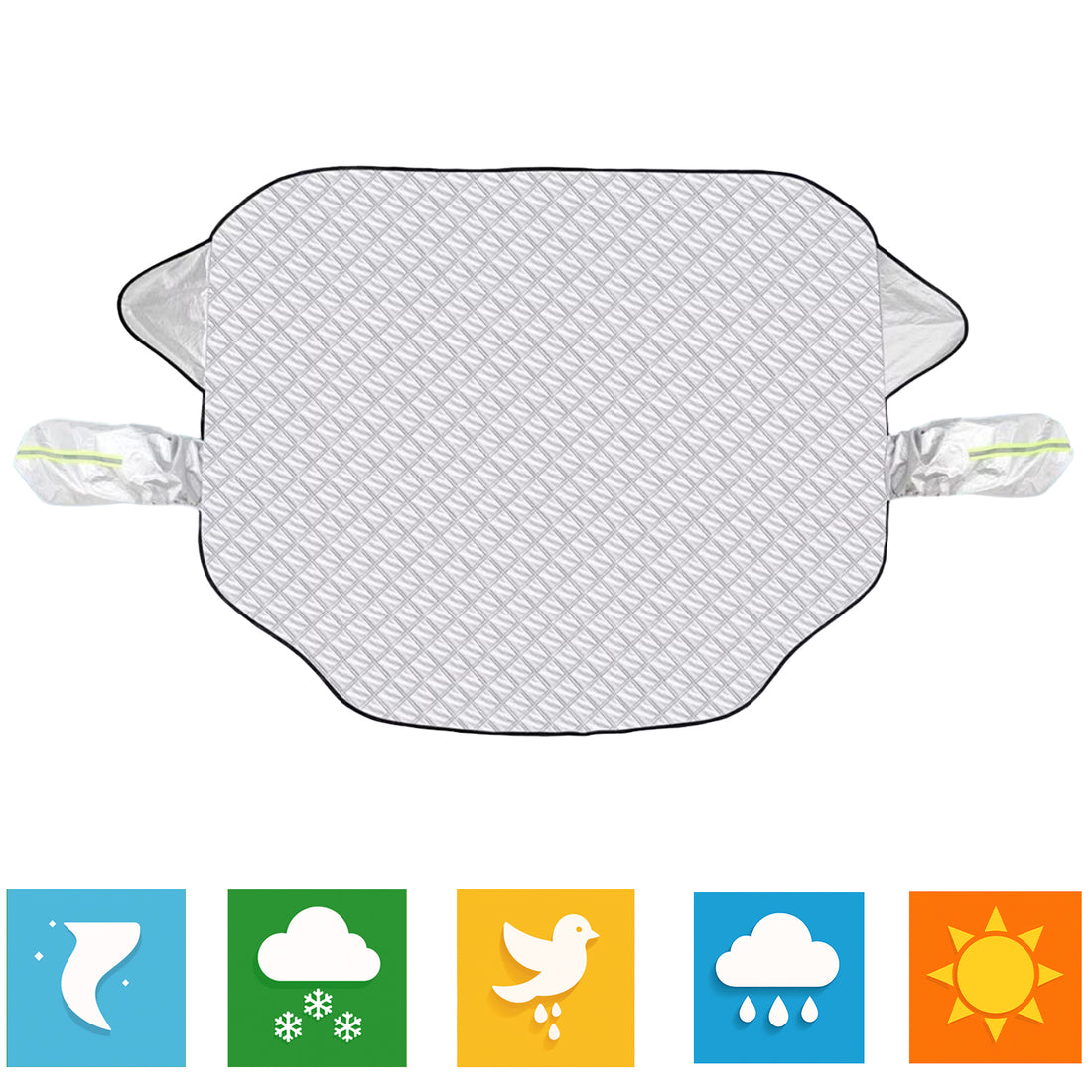 Parasolar Auto Elindor® pentru Parbriz si Oglinzi, Magnetic cu 3 Magneti, cu Banda Reflectorizanta, Material cu 4 Straturi, Universal, Folie pentru Protectie Soare, Antiinghet, Pliabil, Usor de Depozitat, Accesorii Masina Exterior, 193 x 125 cm, Argintiu