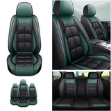 Set 5 Huse Scaune Auto Elindor® Universale, Husa pentru Protectie Sezut si Spatar Scaun Fata si Bancheta Spate, Impermeabila, Piele Ecologica, Accesorii Masina Huse Interior, Verde Inchis