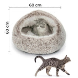 Pat Confortabil pentru Caini si Pisici Elindor® Rotund, Culcus Moale Antiderapant, Potrivit pentru Caine si Pisica de Talie Mica si Medie, Ideal in Orice Anotimp, in Casa, 60 × 60 × 16 cm, Alb / Bej