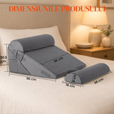 Perna Ergonomica Elindor®, Perna Wedge pentru Circulatie si Recuperare, Suport pentru Genunchi, Picioare si Trunchi, cu Spuma cu Memorie, Husa Textila, 56 × 56 × 30,5 cm, Gri