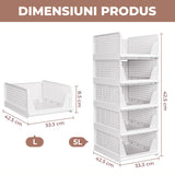 Set 8 Organizatoare Dulap Elindor®, Cutii Depozitare Stivuibile si Pliabile, Organizator pentru Dormitor, Cutie Organizare, Cos Multifunctional, Separator Haine, Paturi, Perne, Pilote, Jucarii, 42.5 × 33.3 × 8.5 cm, Alb