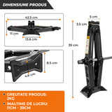 Cric Auto Trapezoidal Elindor® pentru Ridicarea Masinii, Greutate Maxima Suportata 2 Tone, Ideal pentru Vehicule Tip Autovehicul, Motocicleta, ATV, Camion, Utilaj Agricol, 41.5 × 9 × 10 cm, Negru