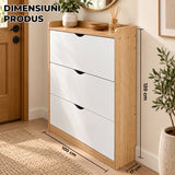 Dulap pentru Pantofi Elindor® Organizator Tip Pantofar cu 4 Niveluri, Fara Gauri, Suport pentru Papuci, Dulap Hol, Living, Dormitor, Economisire Spatiu, Depozitare Incaltaminte, 120 x 100 x 17 cm, Alb / Bej