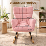Fotoliu Balansoar Elindor® cu Spatar, Ergonomic, Cadru Solid din Otel, Ideal pentru Living, Dormitor, Camera Copilului, 68 x 88 x 93 cm, Roz