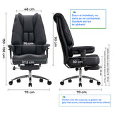 Scaun de Birou Elindor® Ergonomic, Design Contemporan, Scaun cu Spatar si Manere, din Piele PU cu Suport pentru Picioare si Roti, Latime Sezut 58 cm, Inaltime intre 48-56 cm, Negru