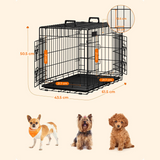 Cusca pentru Animale Elindor® Pliabila, Potrivita pentru Caini de Talie Mica, Medie de 7.5 Kg, Utilizare in Interior si Exterior sau Calatorii, cu 2 Usi, Baza din Plastic Detasabila, 2 Manere pentru Transport, Marime M, 61.5 × 43.5 × 50.5