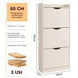 Organizator pentru Pantofi Elindor® Pantofar tip Dulap cu 3 Nivele Mari, Fara Gauri, Suport pentru Papuci, Dulap Hol, Living, Dormitor, Economisire Spatiu, Depozitare Incaltaminte, 50 x 17 x 120 cm, Bej