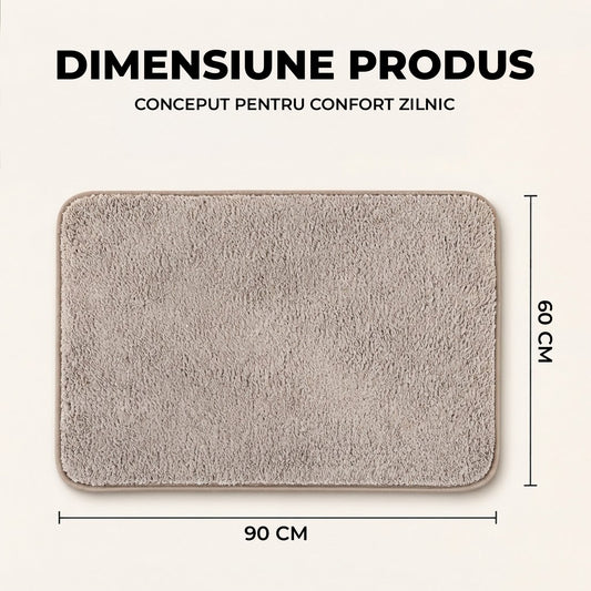 Covoras Antiderapant Elindor® pentru Intrare Casa, Lavabil la Masina, Super Absorbant, Moale, Durabil, Talpa Cauciucata Anti-Alunecare, Usor de Curatat, Pentru Interior si Exterior, 90 x 60 cm, Bej