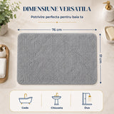 Covor de Baie Elindor® din Microfibra, Extra Moale si Pufos, cu Fibre Dense, Antiderapant, Absorbant, Dreptunghiular, Potrivit in Fata la Cada, Cabina de Dus, WC, Chiuveta, Model Uni, 76 x 51 cm, Gri