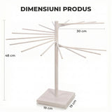 Suport XXL din Lemn Elindor® pentru Uscat Paste Fainoase, cu 16 Brate Detasabile, Inaltime Totala 48 cm, Lungime Barte 30 cm, Udor de Depozitat si Rapid de Montat, Maro